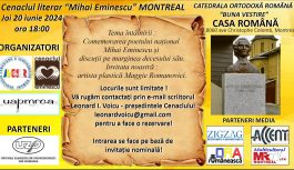 🔴 2024-06-20 | Cenaclul Eminescu Montréal – Comemorarea poetului național Mihai Eminescu, 135 de ani